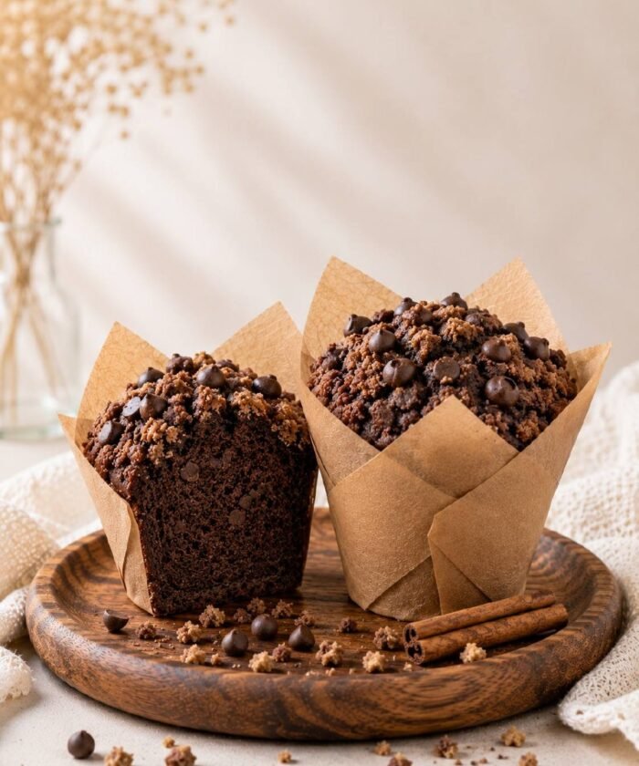 Double Chocolate Protein Cinnamon Crumble Muffin