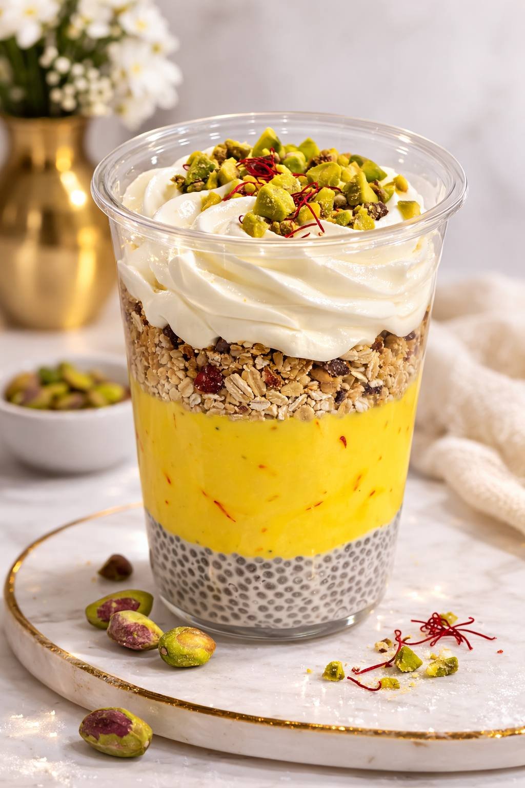 Saffron Pistachio High Protein Parfait